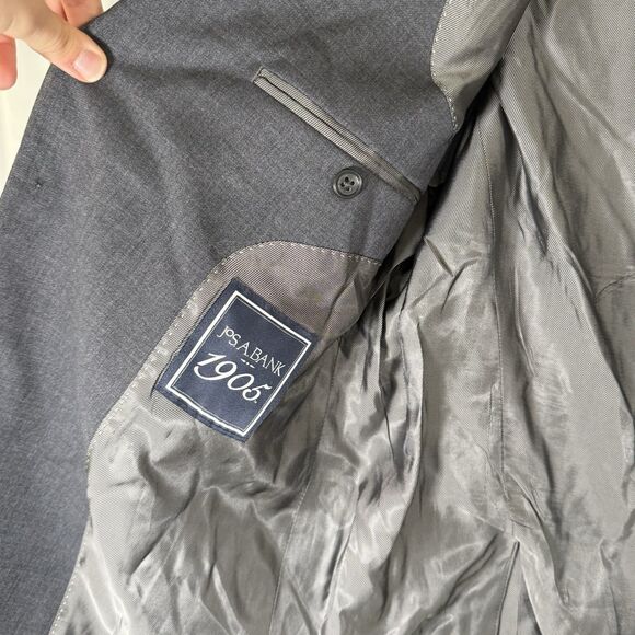 Jos A Bank 1905 100% Wool Blazer Men's 44 Grey Blue 2 Button Front Tailored Fit - Picture 6 of 10